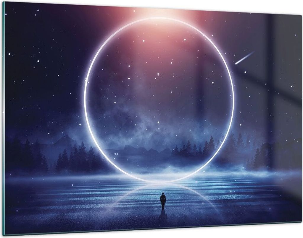 Bilder auf glas - Einteilig - Fantasie Ring Kosmos - 120x80cm - Glasbilder - Wandbilder - Bilder - zum Aufhängen bereit - Wanddekoration aus Glas ...