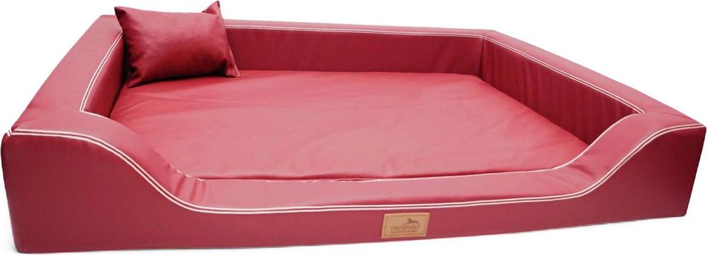 tierlando Orthopädisches LUXUS-Hundebett MELODY LATEX Anti-Haar Kunstleder - Größe: 85x60cm | Farbe: 04 Dunkelrot