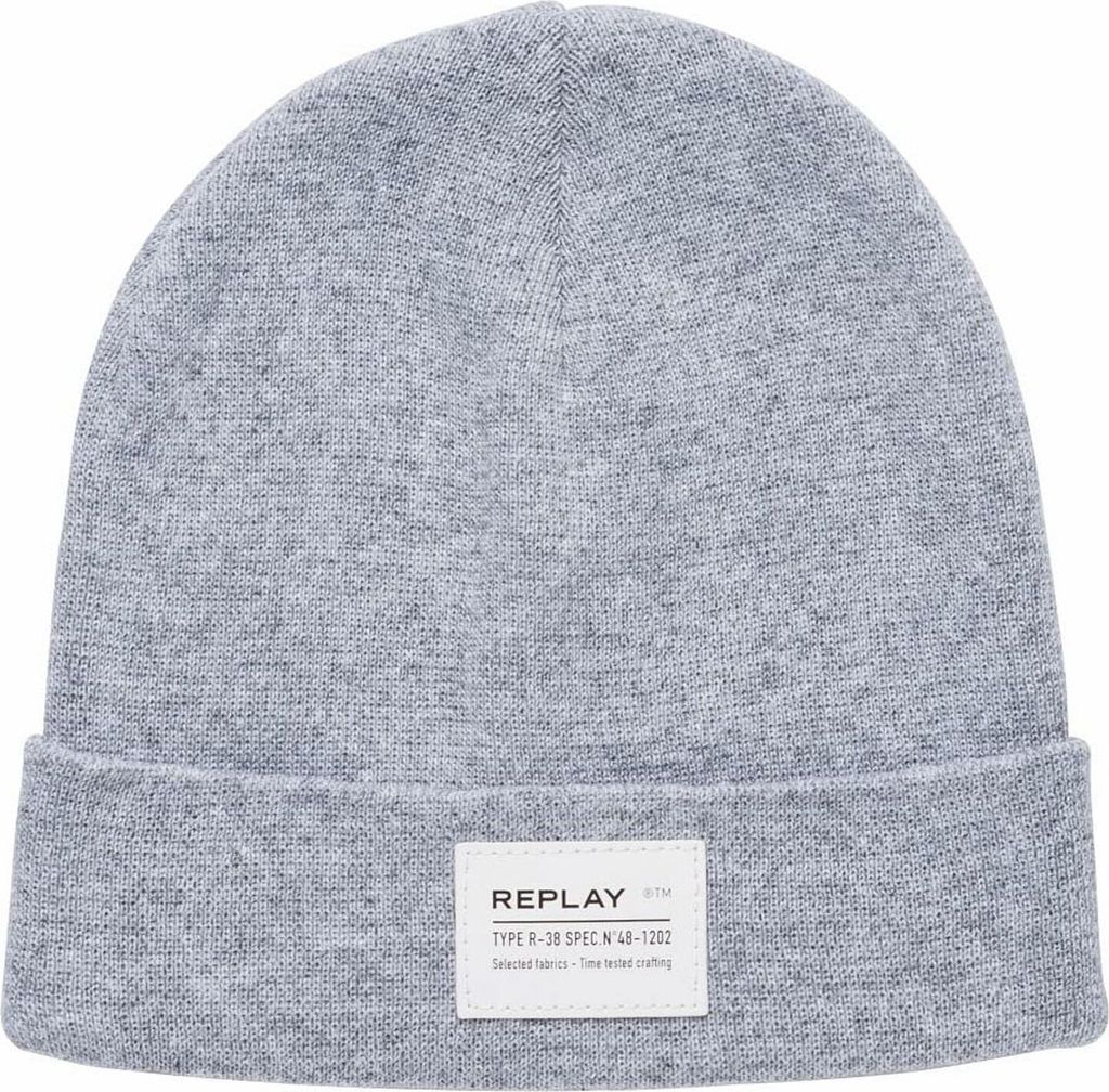 REPLAY Mütze Beanie + Scarf Set Grey Melange grau