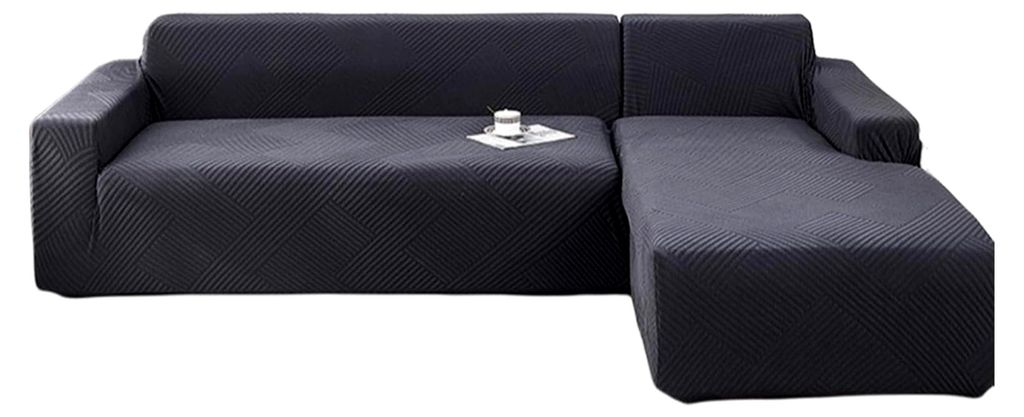 Couchüberwurf L-Form für Katzen, Sofaüberzug L-Form, Sofabezug für Ecksofa L-Form, rutschfeste Sofaabdeckung für das Wohnzimmer (dunkelgrau, 2...