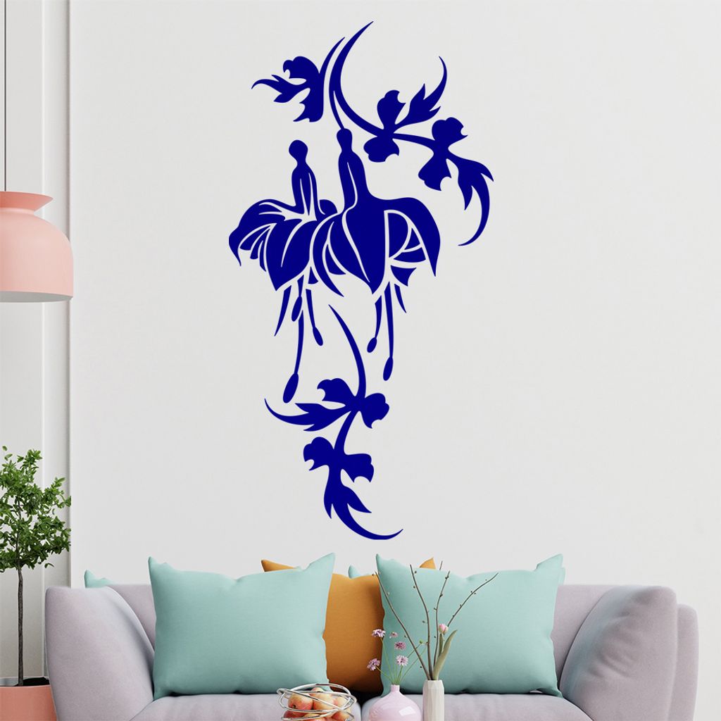 Blume - Linien Wandtattoo in 6 Größen - Wandaufkleber Wall Sticker - Dekoration, Küche, Wohnzimmer, Schlafzimmer, Badezimmer