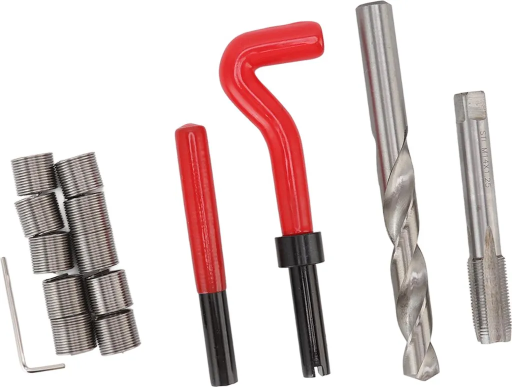 Set per la riparazione della filettatura, utensile metrico in acciaio per trapano con inserto per motori automobilistici M14 x 2