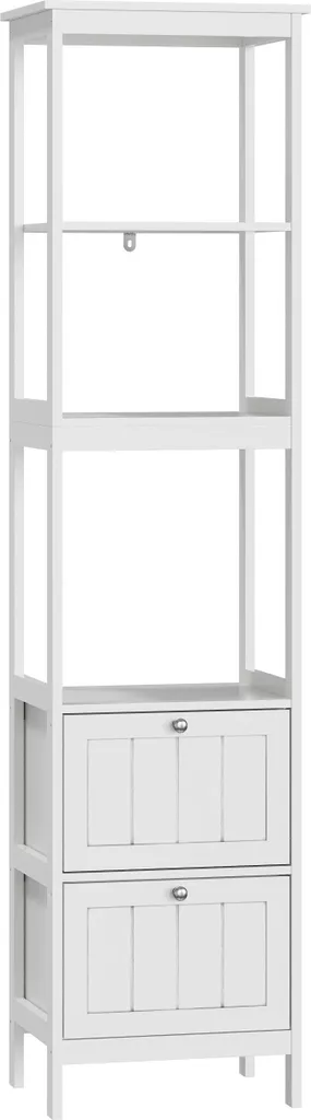 Support plantes 3 étages avec 2 tiroirs de rangement coloris blanc mat
