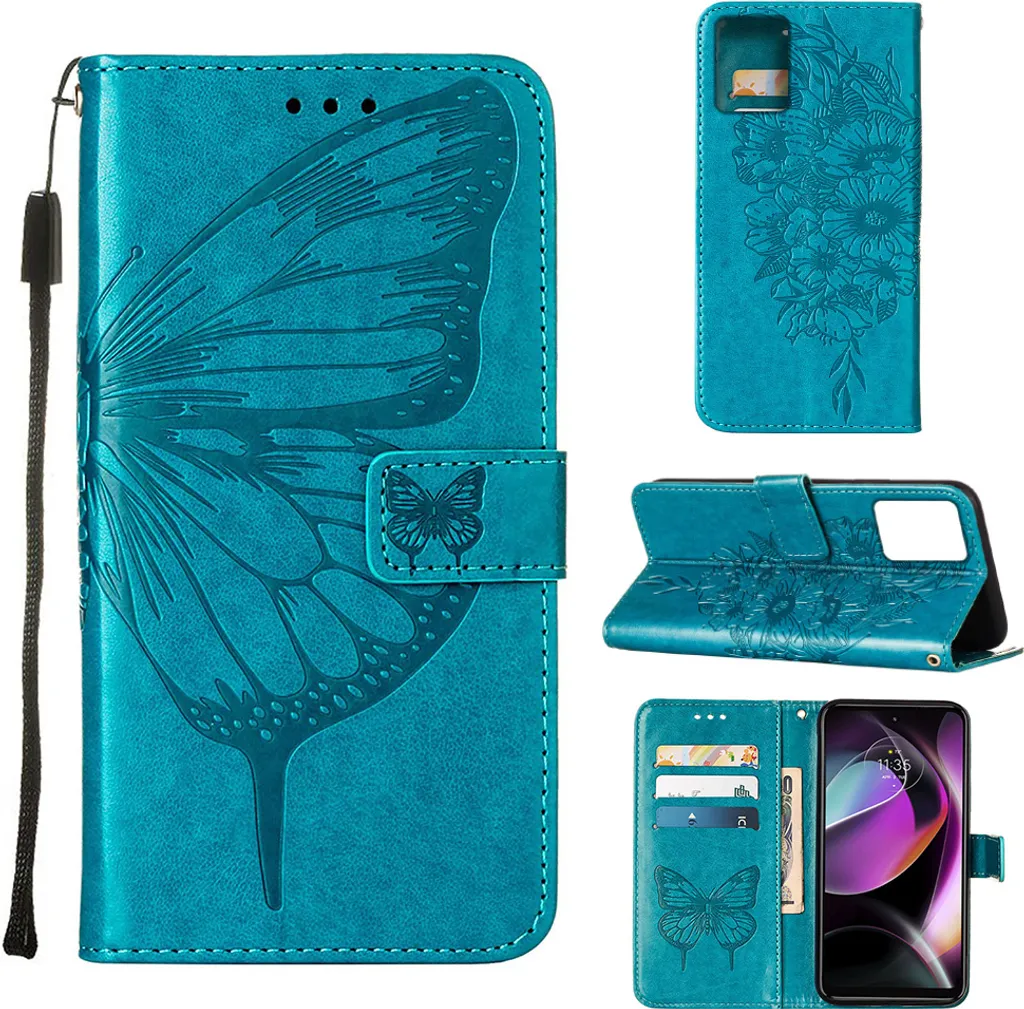 Cover Moto G 2023 Portafoglio Farfalla Blu - Protezione per Famiglie