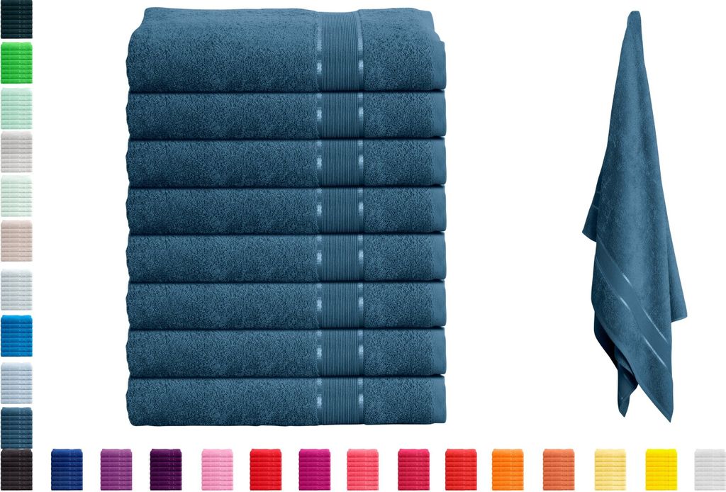 8er Duschtuchtuchset Duschtuch Duschtücher 70 x 140cm Frottee 100% Baumwolle 500g/qm, Farbe:Hellblau