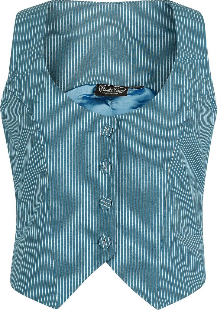 Voodoo Vixen Weste Damen Pinstripe Collard Vest blau L