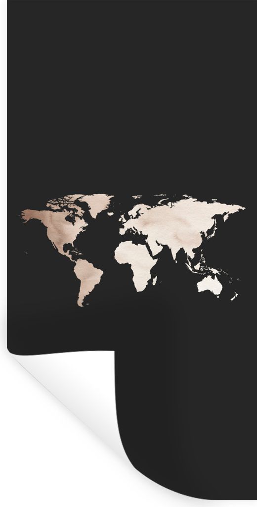 MuchoWow Wandtattoo Wandsticker Wandaufkleber Weltkarte - Leder - Schwarz 60x120 cm Selbstklebend und Repositionierbar - Selbstklebend - Fototapeten