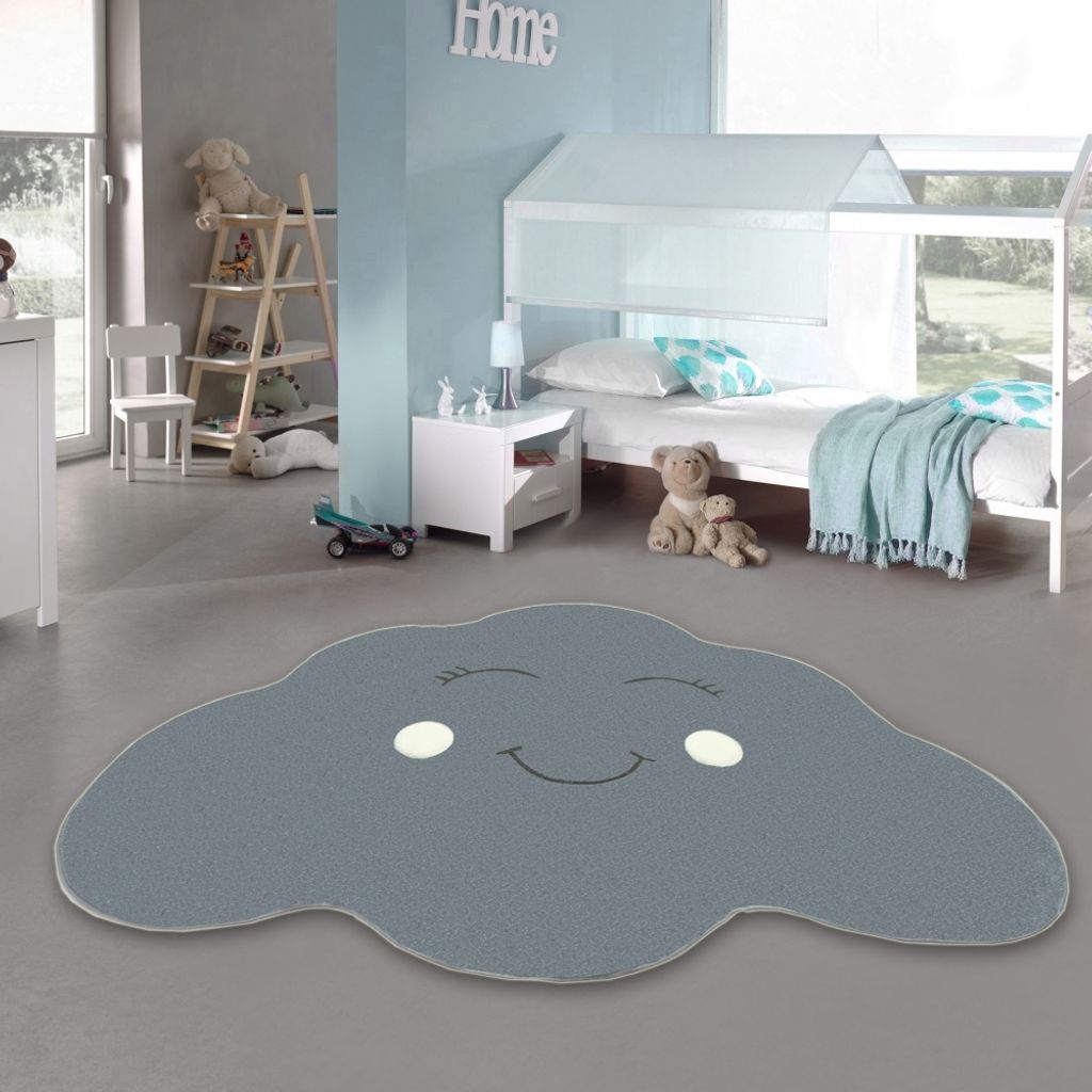 Kinderzimmer Teppich Wolke Spielteppich in Türkis Größe - 120 x 170 cm