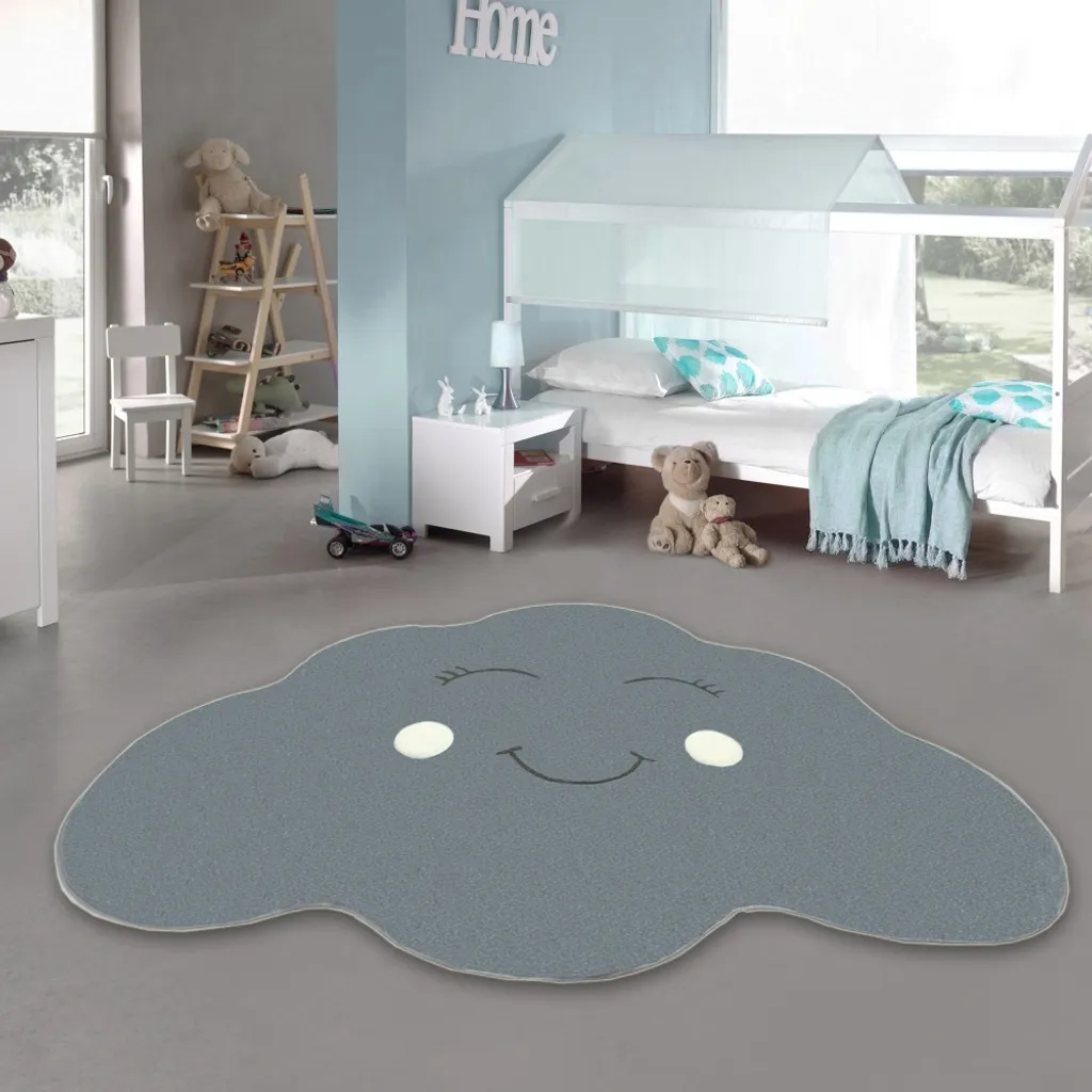 Tapis nuage turquoise enfant 120x170 cm : fini le sol froid et dur !