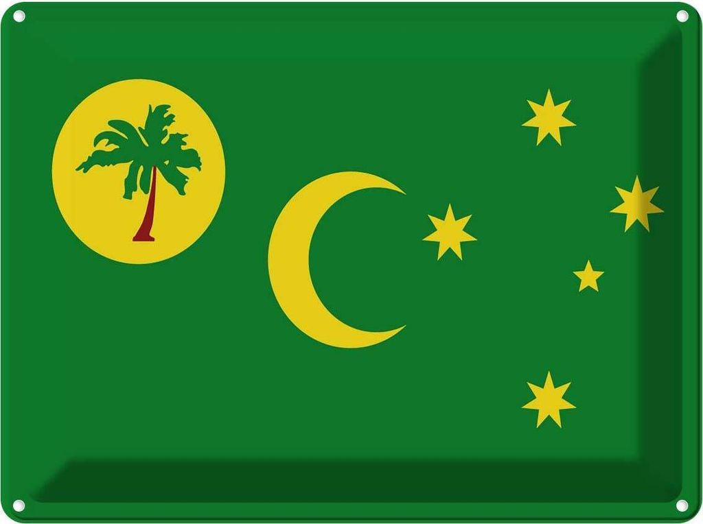 vianmo Blechschild 30x40 cm Kokosinseln Cocos Islands Flagge Fahne Wappen