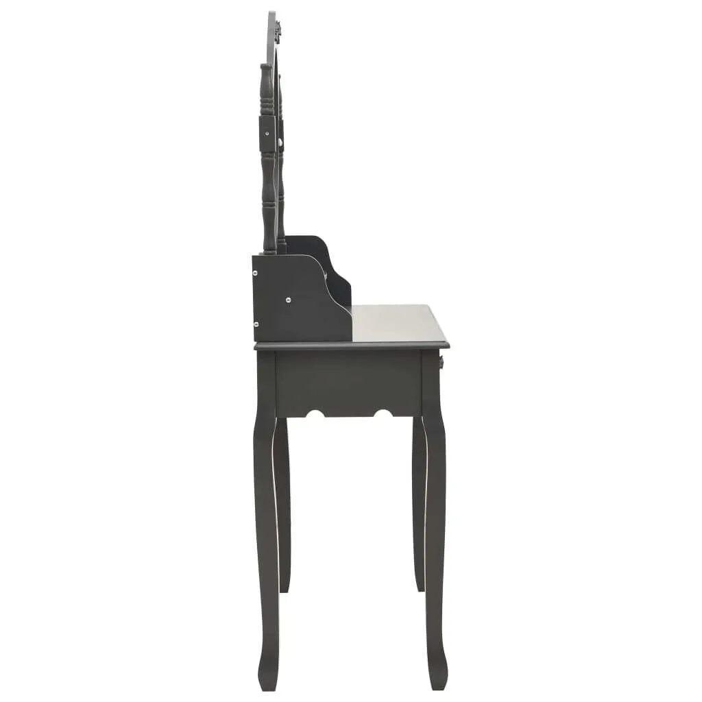 Table de Maquillage Grise avec Siège Confortable pour Routine Beauté - 3