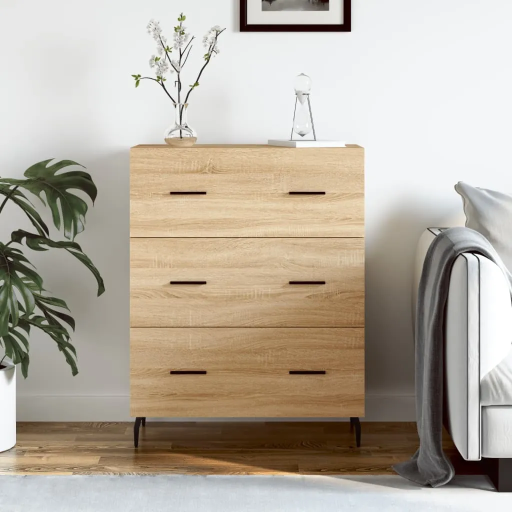 The Living Store credenza rovere Sonoma 69,5x34x90 cm materiale in legno