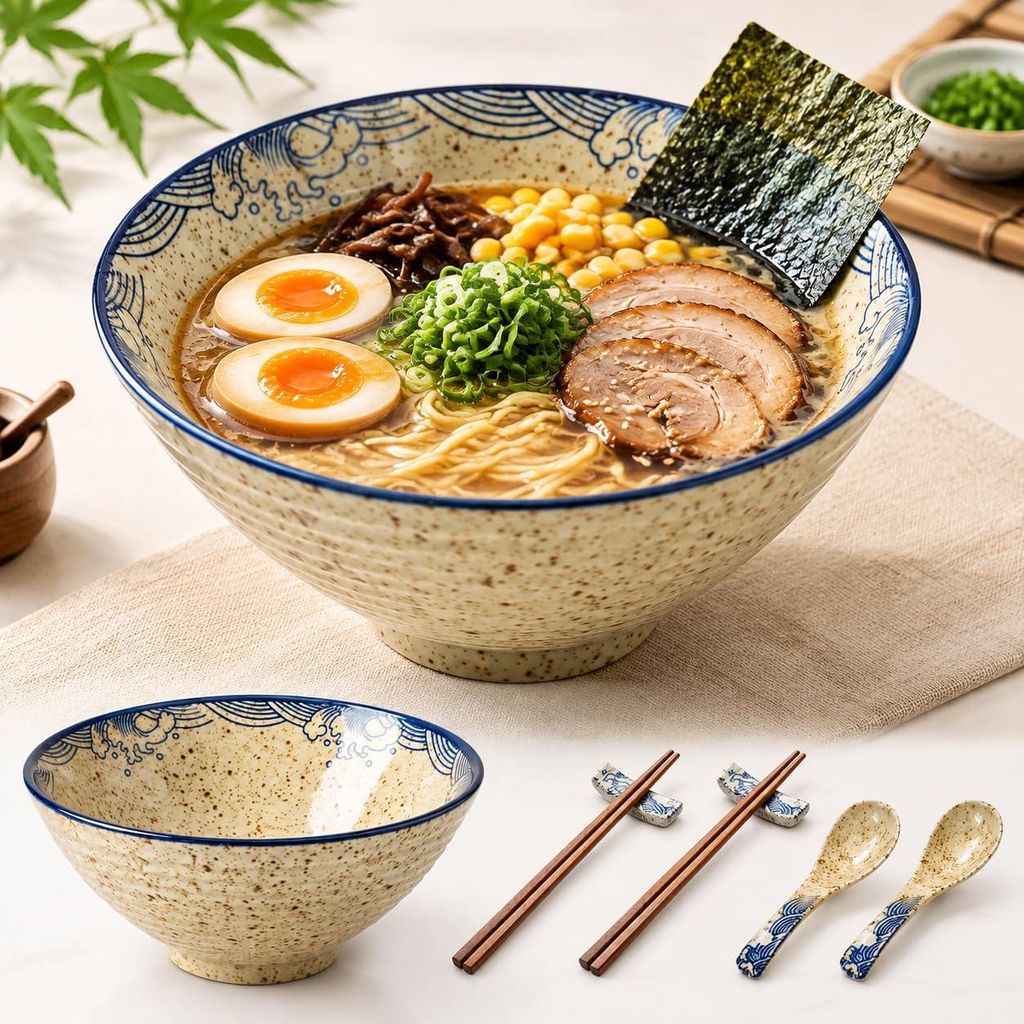 Japanische Ramen Schalen Set 2er 1100 ml Keramik