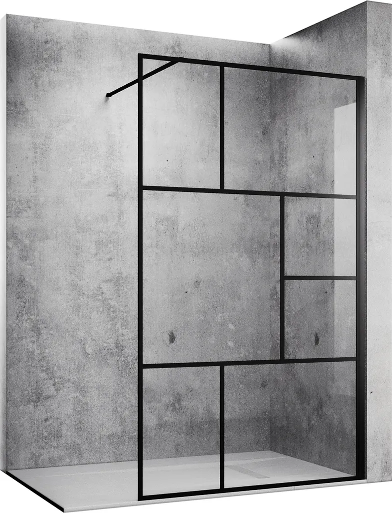 Paroi de Douche 100x200 Verre Anticalcaire Nano et Profilé Noir