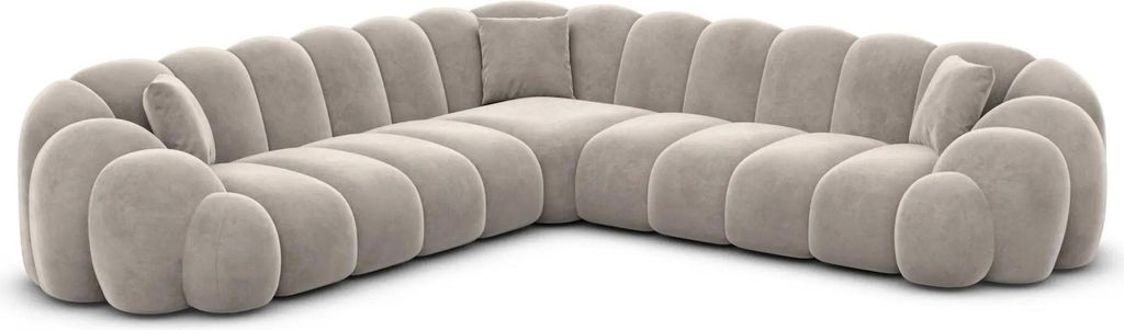 Samtstoff Ecksofa Liora Sand