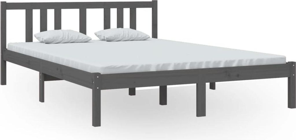 vidaXL Massivholzbett Grau 140x200 cm