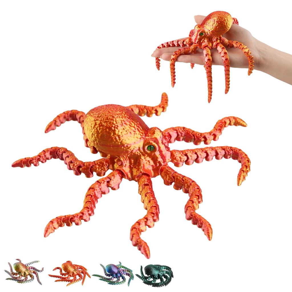 Oktopus Spielzeug beweglich 3D-Druck 17 cm, flexibler Produktbild 