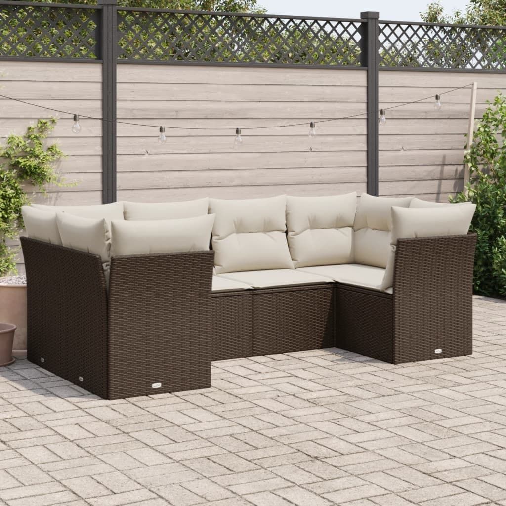 Maison Exclusive - 6-tlg. Garten-Sofagarnitur mit Kissen Braun Poly Rattan