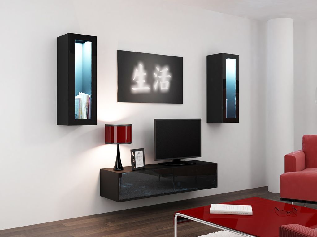 Cama RTV VIGO140 c/c, Schwarz, Partikelbord, Schwarz, Partikelbord, Laminat, Matt
