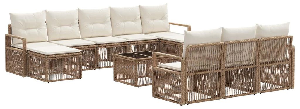 Gartensofa-set 11 pcs Beige Poly-Rattan