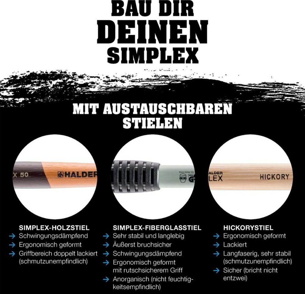 Halder Stiel für SIMPLEX-Schon - hammer, d. 60, Holz Produktbild 
