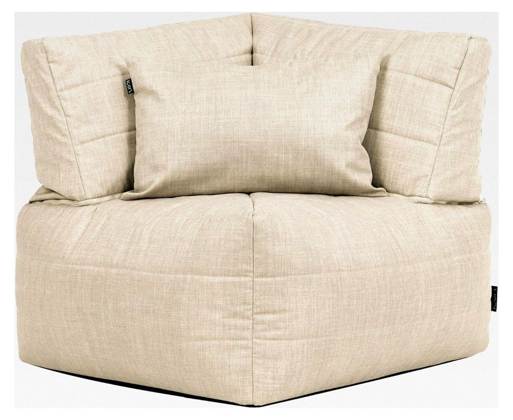 Noa Eck-Sitzsack, Modular Sofa für Erwachsene, Beige, Olefin Stoff für Innen- und Außenbereich, Ecksofa, Bequemer Sitzsack mit Füllung, Garten,...