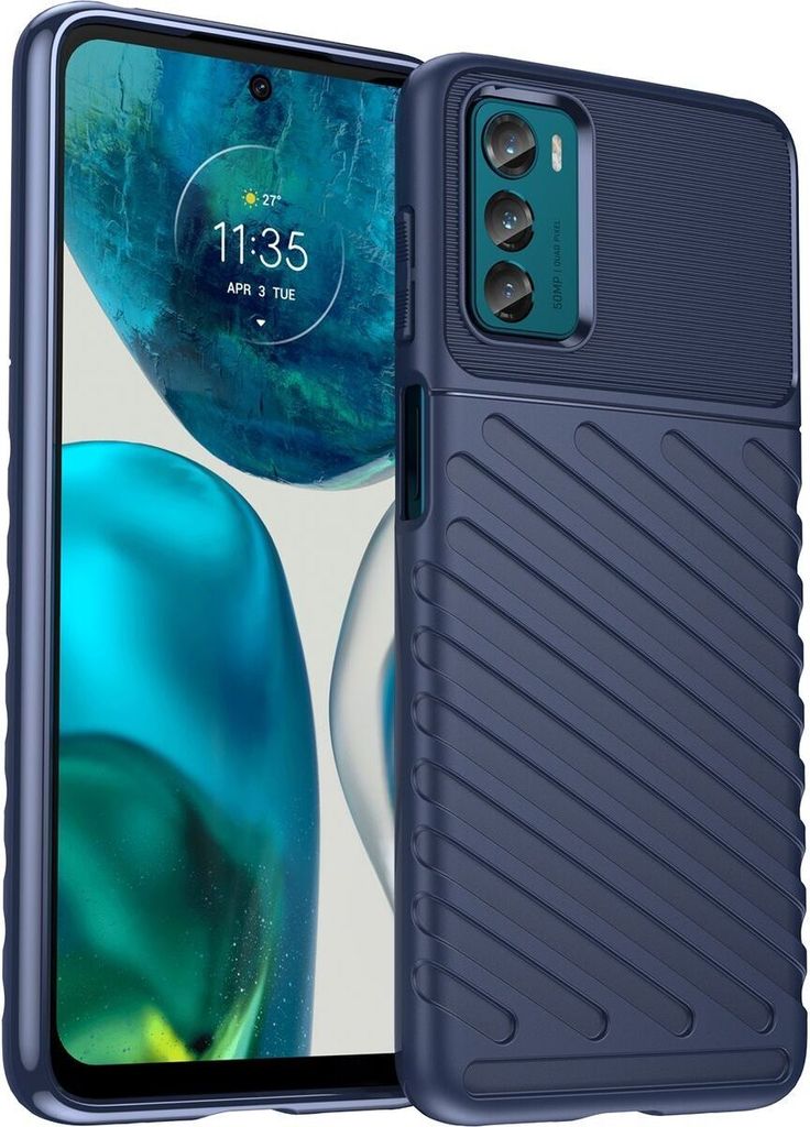 Mobigear Groove Motorola Moto G42 Hülle Flexibles TPU Backcover - Blau