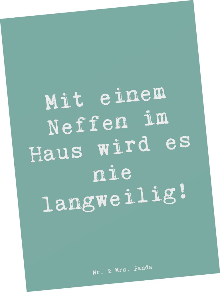 Mr. & Mrs. Panda Postkarte Spruch Neffe Spaß - Meeresbrise - Geschenk, Ansichtskarten, Postkarten, Unterhaltung, Lebensfreude, handgefertigt, Gru...
