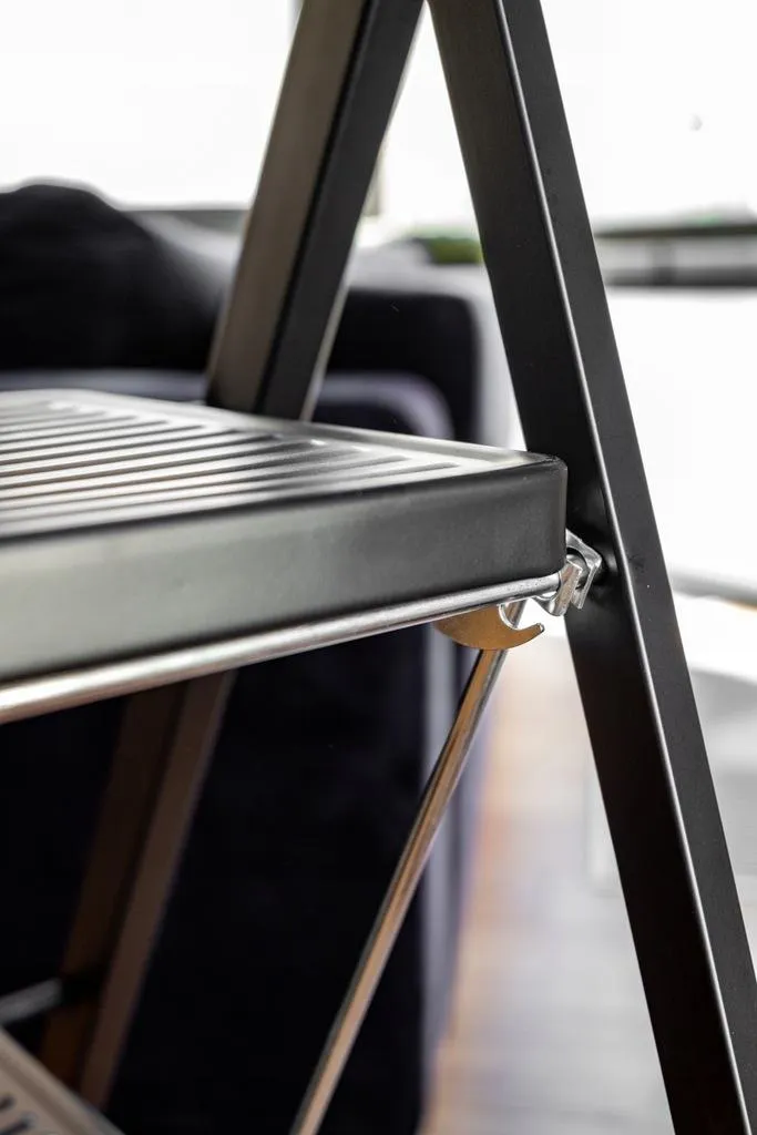 Drabest Échelle 2 marches Noir : Escabeau pliable stable et léger - 7