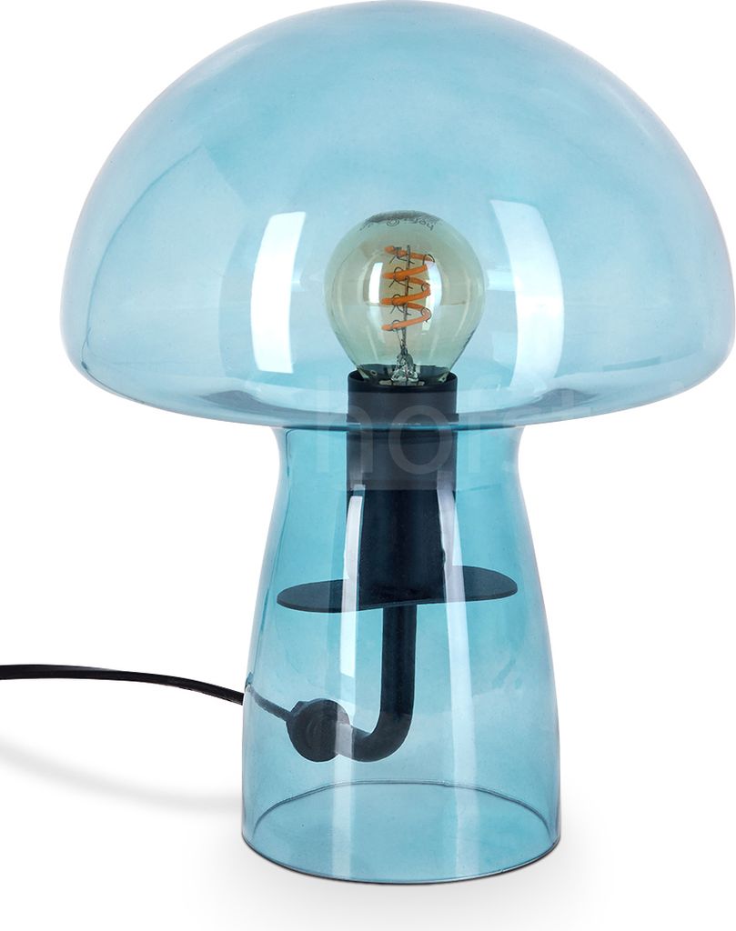 Alba Tischlampe aus Metall/Glas in Schwarz/Blau