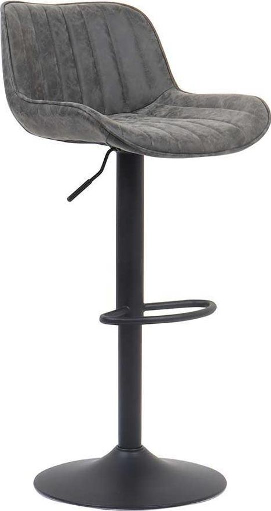 Fenna" Grauer PolyurethanBarhocker | Metallbeine | 84-105 x 48 x 49.5cm