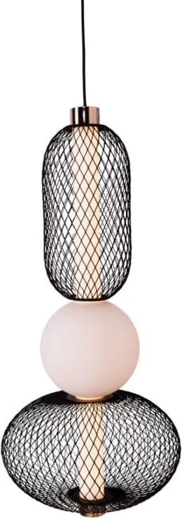 Suspension LED BORA idéale pour plafonds hauts luminaire noir et or 10W