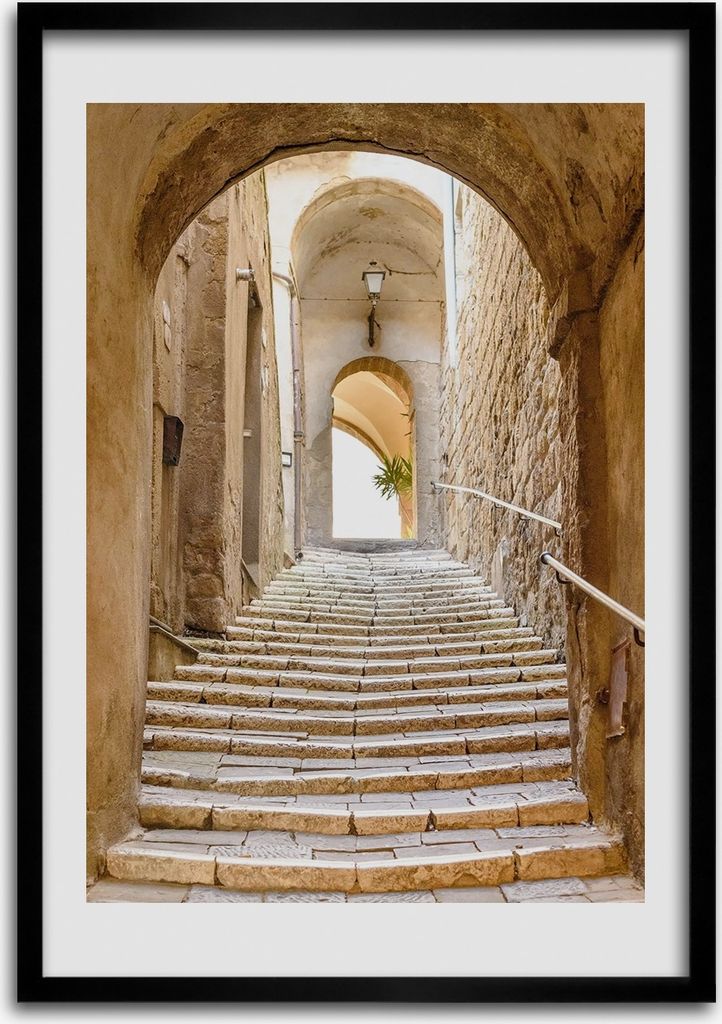Bild - Bilderrahmen - 50 cm x 70 cm - MDF - Rahmen - Wandkunst Schmale Straßen