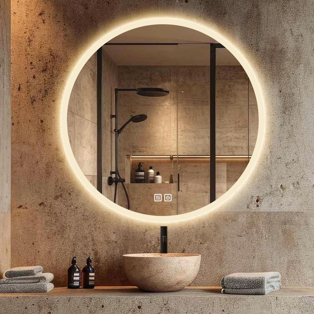 Kulaté LED zrcadlo do koupelny, 80 cm – s ochranou proti Obrázek produktu 