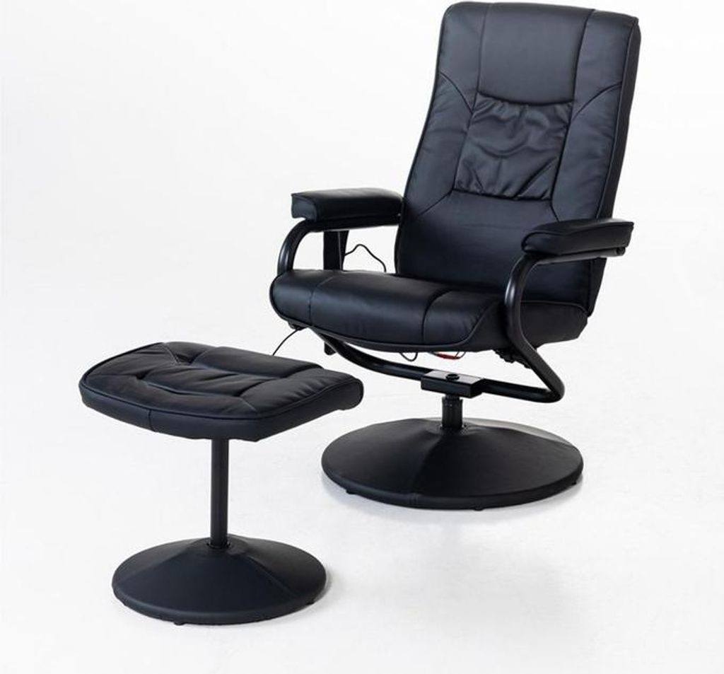Happy Home Massagesessel Relaxsessel mit Heizfunktion und Hocker schwarz für Wohnzimmer