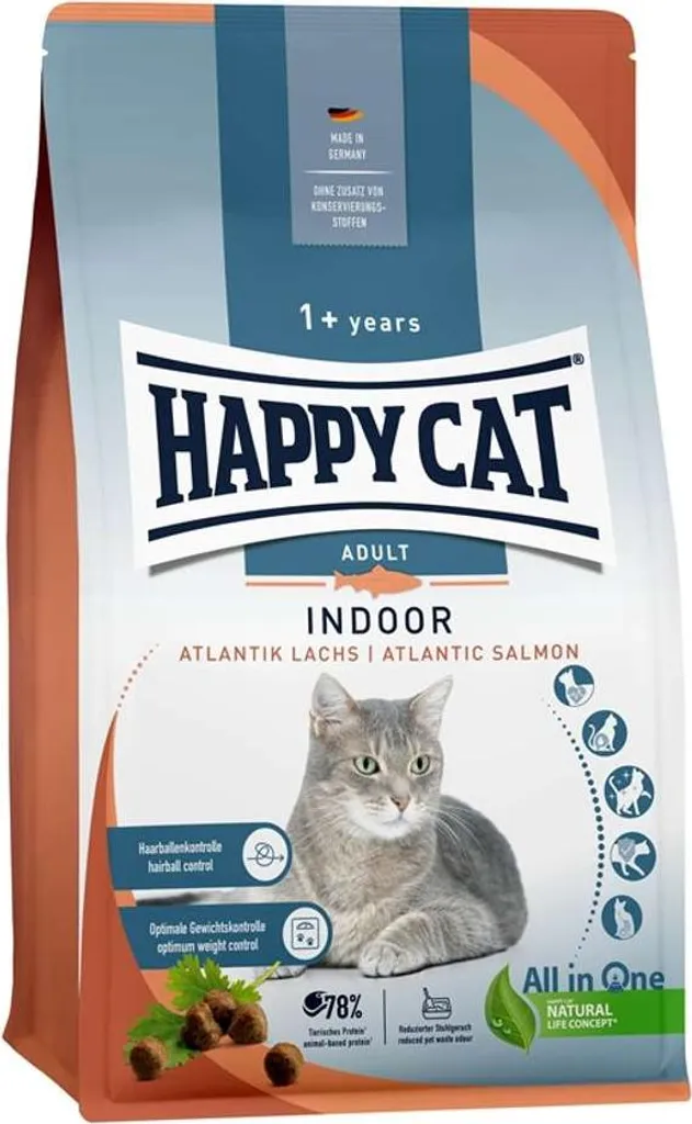 Happy Cat Indoor 4kg Saumon : Fini les Odeurs de Litière et Boules de Poils