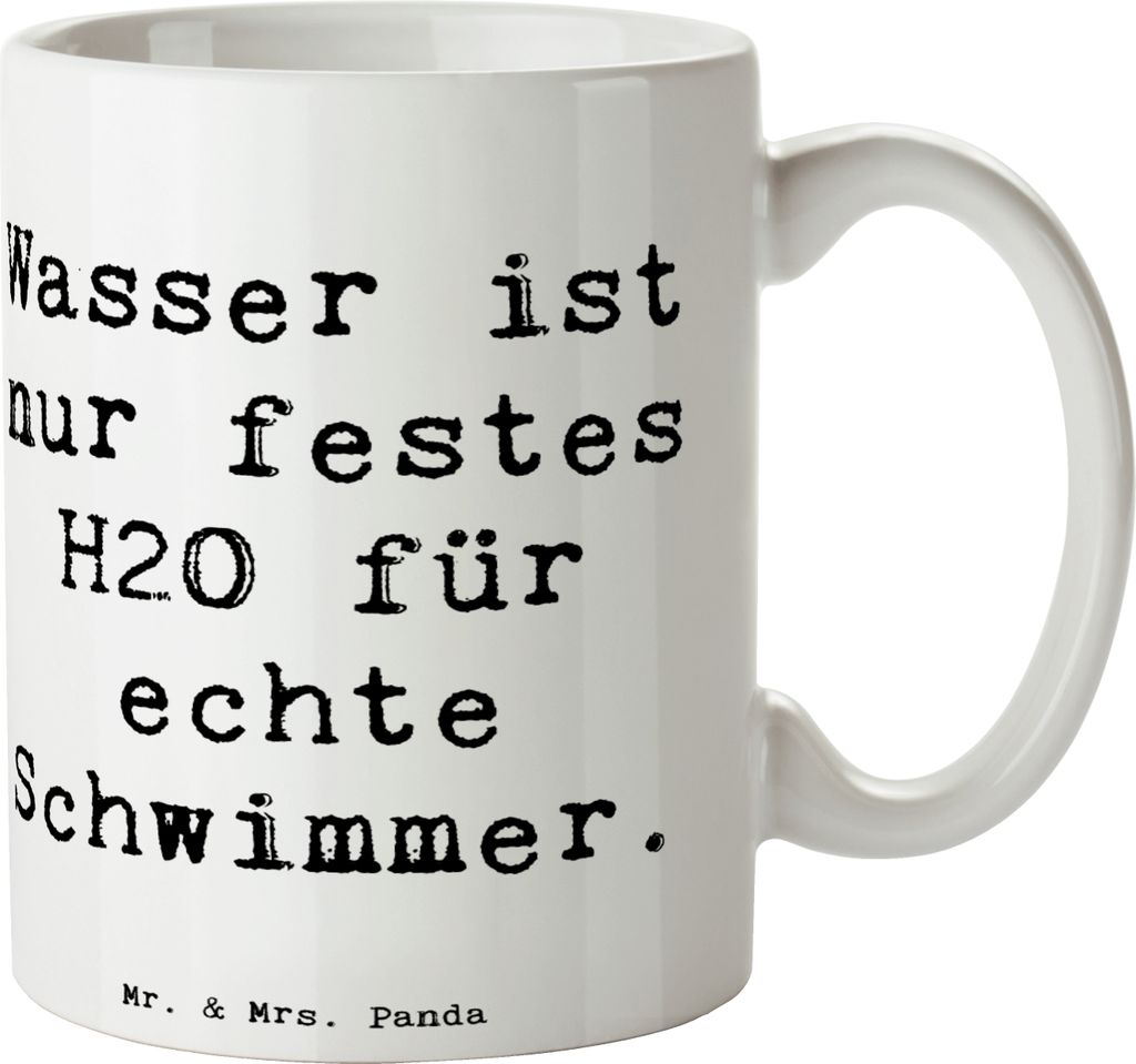 Mr. & Mrs. Panda Trinkbecher Spruch Schwimmen Abenteuer - Weiß - Geschenk, Sportler, Teamsport, Becher, Tasse, Ausdauer, Wasser, cappuccinotasse, ...