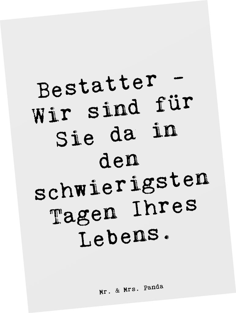 Mr. & Mrs. Panda Postkarte Spruch Bestatter Unterstützung - Weiß - Geschenk, bildkarte, Dankbarkeit, Ansichtskarten, Postkarten, Lebensbegleiter,...