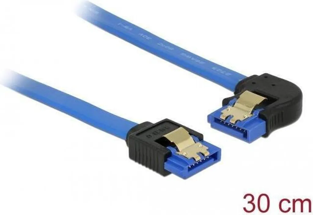 Cavo SATA III 6 Gb/s 30 cm Blu con Gancio Metallo - Qualità Verificata