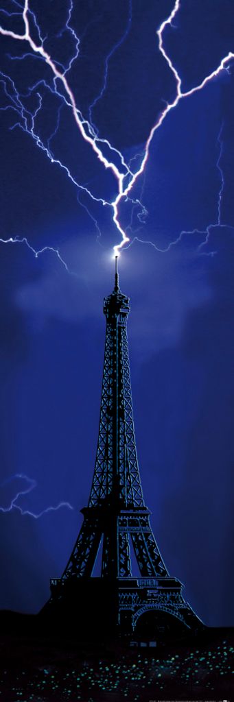 Eiffelturm Kunstdruck Bild - Blitzeinschlag Im Jahr 1902 (91 x 30 cm)