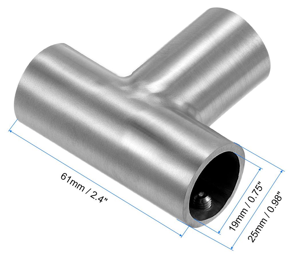 2 Stš¹ck Verstellbare Gardinenstangen Eckverbinder 19mm Innendurchmesser 304 Edelstahl Fenster-Scharnierverbinder, Silber T-Verbindung