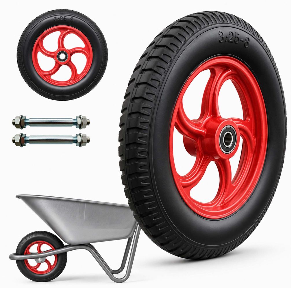Relaxdays Set van 2 wielen voor kruiwagen, 3.25-8, massief Productafbeelding 