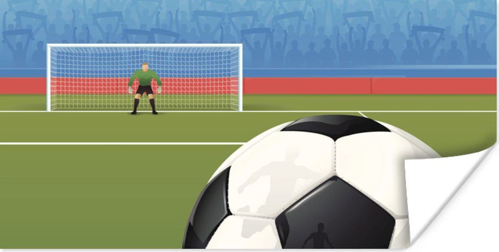 MuchoWow Poster Eine Illustration eines Fußballs auf dem Feld im Stadion - Jungen - Mädchen - Kinder 120x60 cm - Bild