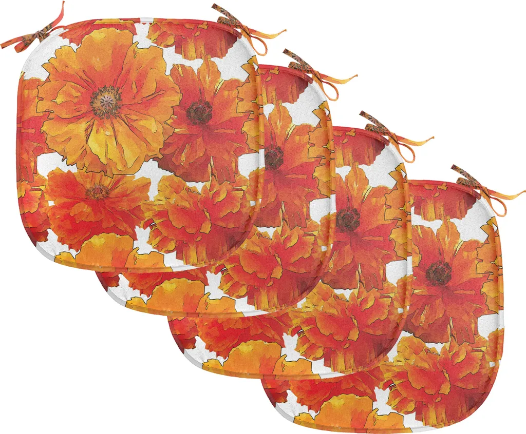 ABAKUHAUS Coussin de Chaise Orange Brûlé Antique Poppies 40x40 cm Lot de 4