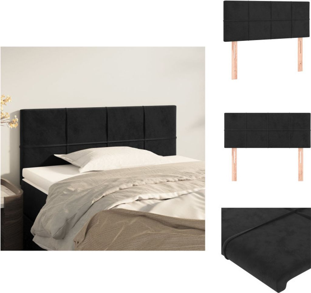 vidaXL Kopfteil Schwarz 90x5x78/88 cm Samt - Kopf- & Fußenden