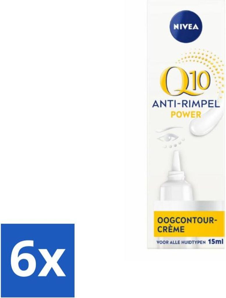 NIVEA - Augencreme - Q10 POWER - Gegen Augenringe & Fältchen - Für jeden Hauttyp - Mit Q10 & Kreatin - 15 ml - Vorteilspack - 6 Stücke