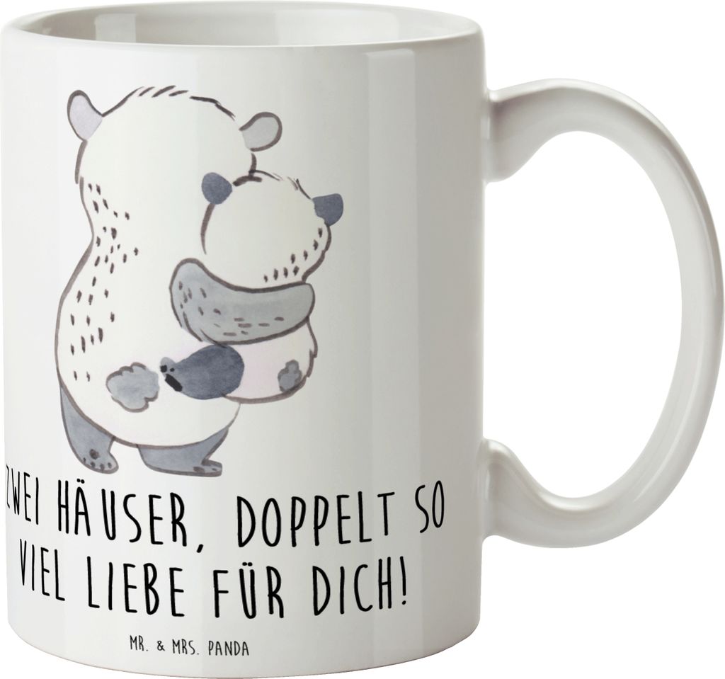 Mr. & Mrs. Panda Tasse Trennung von den Eltern - Weiß - Geschenk, Trost, Lebenshilfe, Neuanfang, Zuversicht, Vertrauem, Kaffeetasse, Liebe und Zus...
