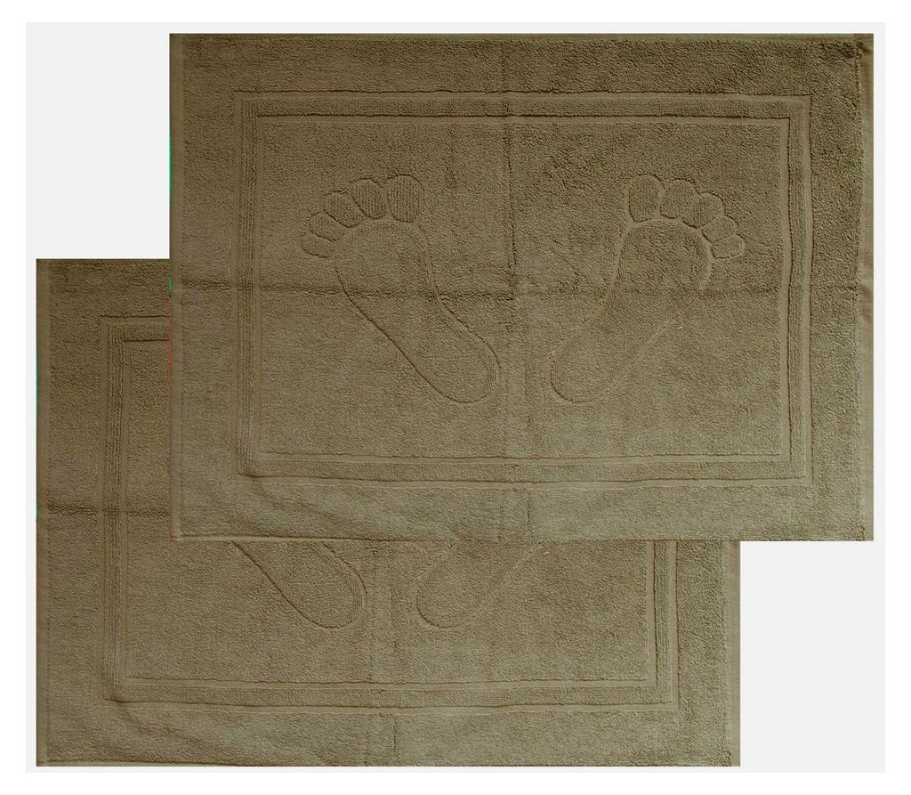 2er Set Badvorleger, Badematte Duschvorleger, ca. 50 x 70 cm, Füße, 750 Gr./m², Frottier, Uni einfarbig, 100% Baumwolle, Frottee (Taupe)