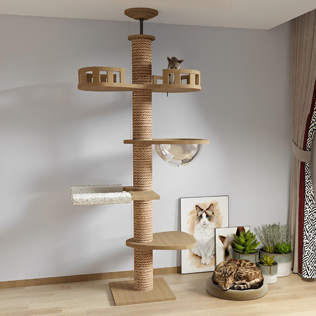 Raikou Kratzbaum Größer, 250 cm,Premium XXL Katzenbaum, dicker Pfosten, stabil, kippsicher BeigeXXL ,Kratzbaum XXL,kratzbaum große katze