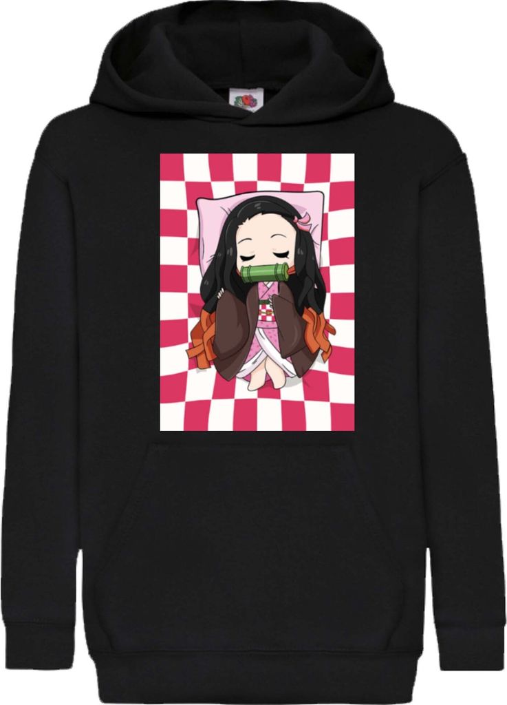 Kinder Kapuzenpullover Demon Anime Slayer Kimetsu No Yaiba Nezuko Sleeping, 12-13 Jahr - 152 / Schwarz